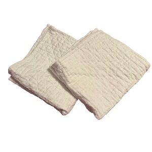 Pom Pom at Home By Hilde Leiaghat 100% Linen White Set of 2 Euro Shams 25x27 Lux